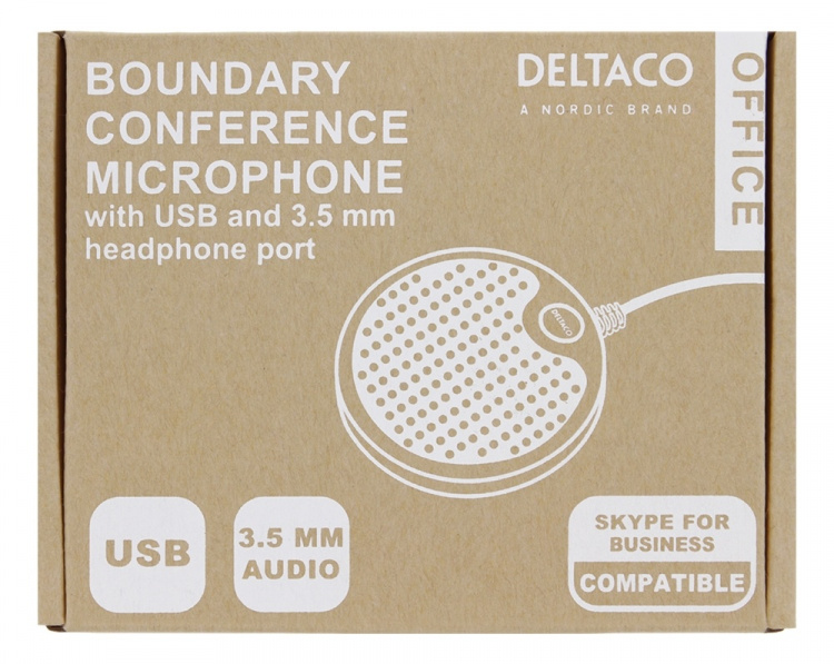 DELTACO OFFICE konferansemikrofon med USB og 3,5 mm lydport