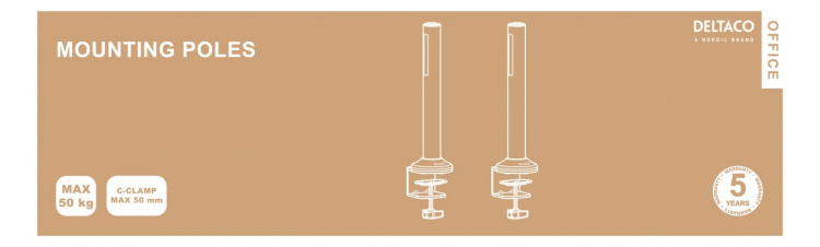 DELTACO Office, Slatwall Desk Mounting Pole DELTACO Office, Slatwall Desk Mounting Pole
