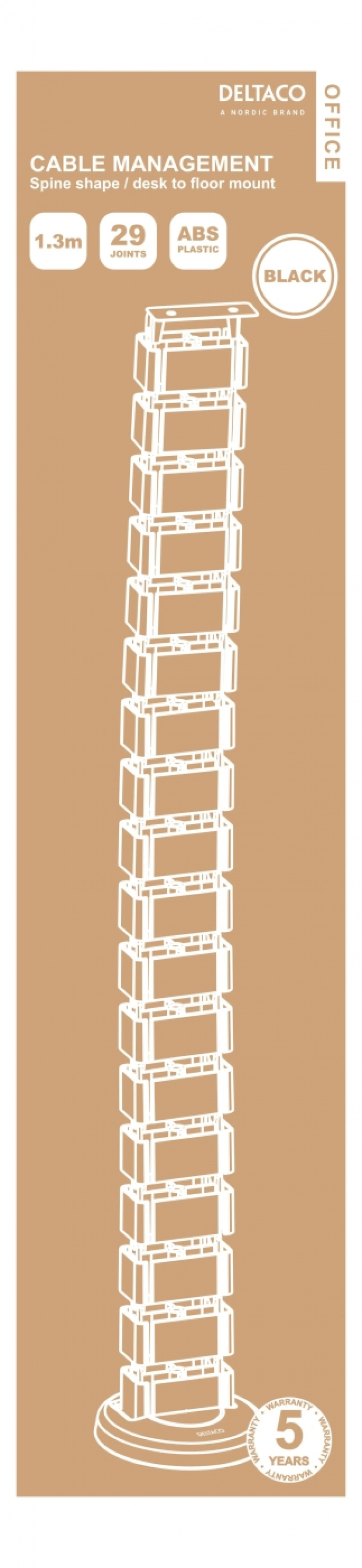 DELTACO Office, Spine Cable Organizer & Hider, White