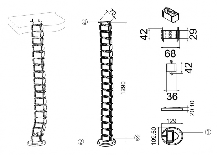 DELTACO Office, Spine Cable Organizer & Hider, Black DELTACO Office, Spine Cable Organizer & Hider, Black