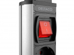 DELTACO OFFICE Pop-up grenuttak, 3x EU-uttak, 2x USB, svart/sølv
