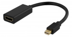 DELTACO Mini DisplayPort til HDMI-adapter, 4K 60 Hz, 0,2 m, svart