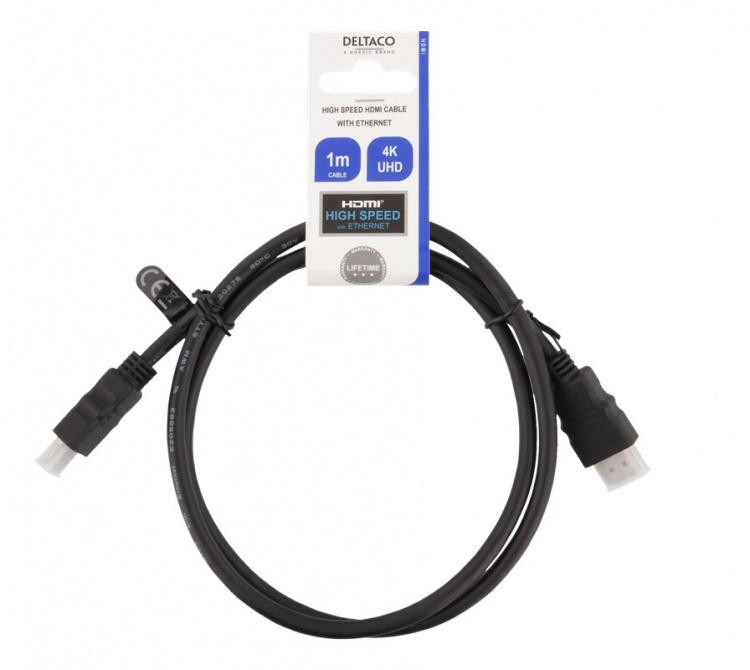 DELTACO HDMI-kabel CCS, HDMI High Speed m/Ethernet, FSC, 1,0 m, svart DELTACO HDMI-kabel CCS, HDMI High Speed m/Ethernet, FSC, 1,0 m, svart