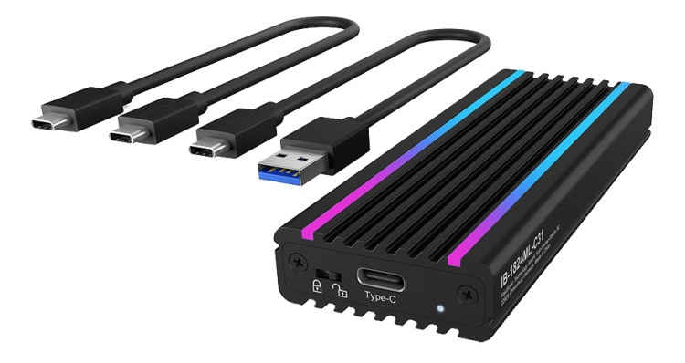 USB Type-CT-kabinett for M.2 NVMe SSD - RGB-belysning