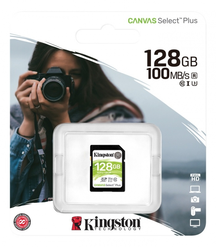 Kingston 128 GB SDXC Canvas Select Plus 100R C10 UHS-I U3 V30 Kingston 128 GB SDXC Canvas Select Plus 100R C10 UHS-I U3 V30