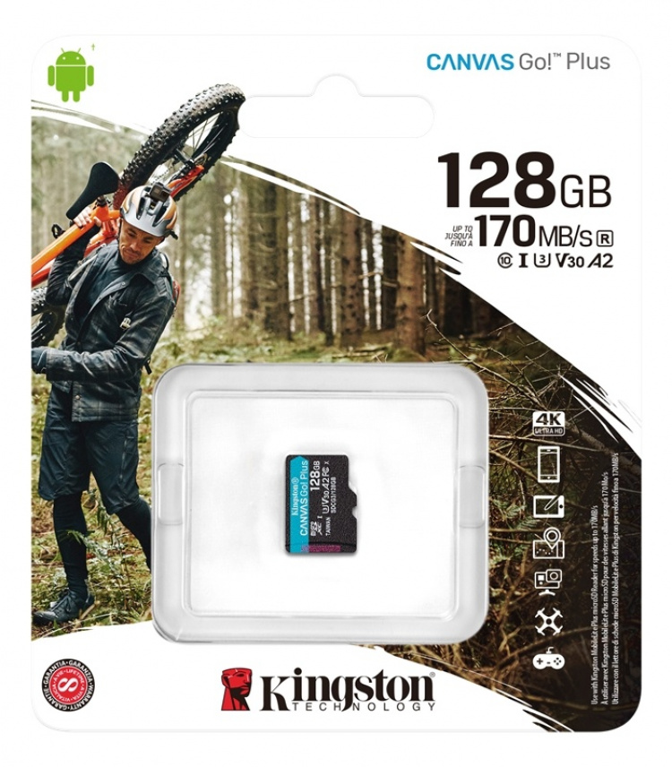 Kingston 128 GB microSDXC Canvas Go Plus 170R A2 U3 V30 uten adapter Kingston 128 GB microSDXC Canvas Go Plus 170R A2 U3 V30 uten adapter