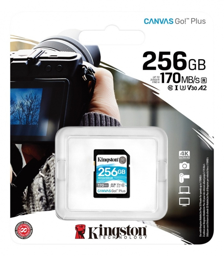 Kingston 256 GB SDXC Canvas Go Plus 170R C10 UHS-I U3 V30