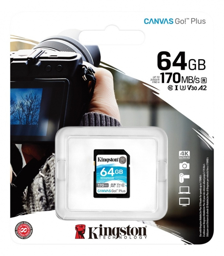 Kingston 64 GB SDXC Canvas Go Plus 170R C10 UHS-I U3 V30 Kingston 64 GB SDXC Canvas Go Plus 170R C10 UHS-I U3 V30