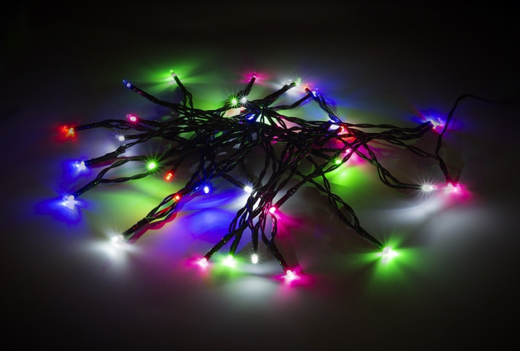 Lyslenke, 5 m, 40 LED, adapter, utendørs, RGB