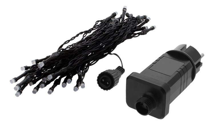 Lyslenke, 5 m, 40 LED, adapter, utendørs, RGB