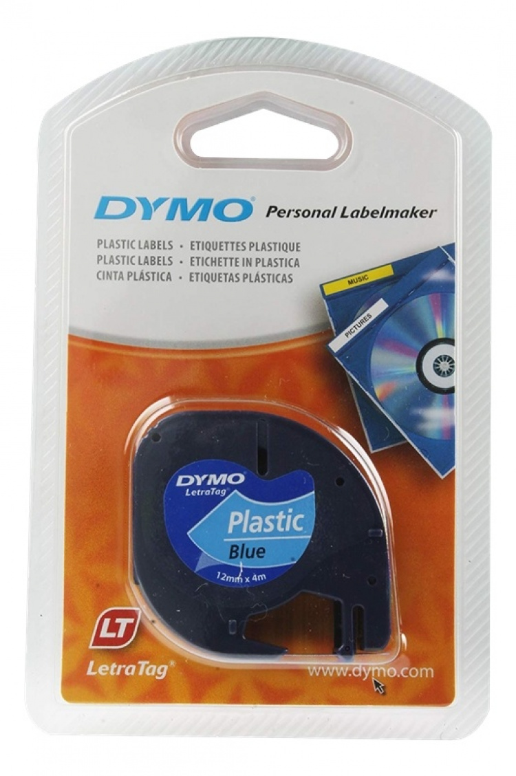 DYMO LetraTAG plasttape, blå, 12 mm, 4 m (91225) DYMO LetraTAG plasttape, blå, 12 mm, 4 m (91225)