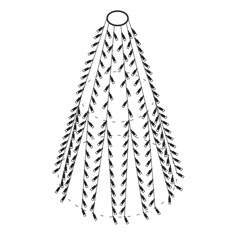 DELTACO SMART HOME Juletrebelysning, 2 m, 10 strenger, 300L, WW, adapter, IP44