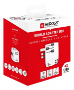 SKROSS PRO Light USB (4xA), 3-polet reiseadapter med 4 USB-A-porter SKROSS PRO Light USB (4xA), 3-polet reiseadapter med 4 USB-A-porter
