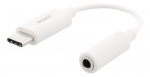 DELTACO USB-C til 3,5 mm adapter, stereo, aktiv, 11 cm, hvit