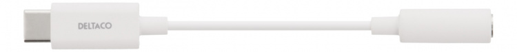 DELTACO USB-C til 3,5 mm adapter, stereo, aktiv, 11 cm, hvit