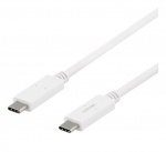DELTACO USB-C til USB-C-kabel, 5 Gbit/s, 5A, 1M, hvit