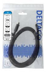 DELTACO USB 2.0-kabel, Type C - Type C, 2 m, svart DELTACO USB 2.0-kabel, Type C - Type C, 2 m, svart