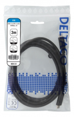 DELTACO USB 2.0-kabel, Type C - Type C, 3m, svart