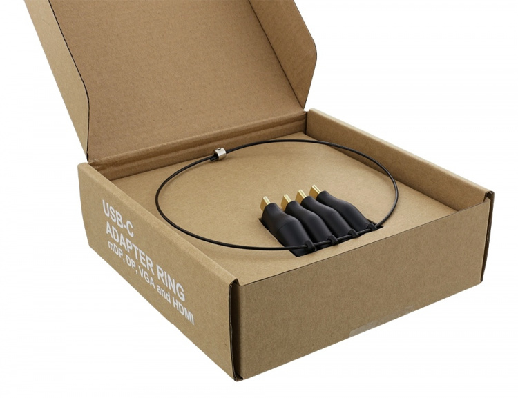 DELTACO OFFICE USB-C Adapter ring, mDP, DP, VGA, HDMI