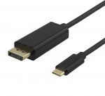 DELTACO USB-C til DisplayPort-kabel, 1 m, 4K@60 Hz, svart