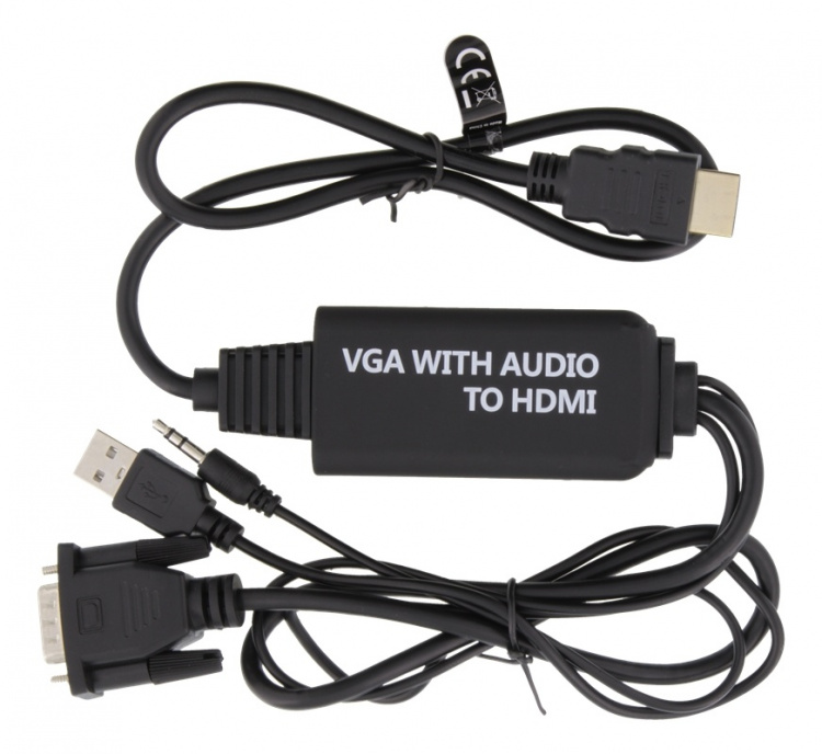 DELTACO VGA til HDMI- og lydkabel, 1 m, FHD, strømtilførsel via USB, svart DELTACO VGA til HDMI- og lydkabel, 1 m, FHD, strømtilførsel via USB, svart
