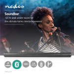 Nedis Soundbar | 2.0 | DSP Program | 135 W | 1x 3.5 mm / 1x Coax Audio / 1x Optical / 1x USB | 1x HDMI (with ARC) | Bluetooth® | Kan monteres | Mørk Grå / Sort
