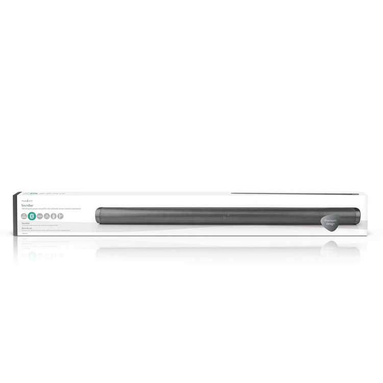 Nedis Soundbar | 2.0 | DSP Program | 135 W | 1x 3.5 mm / 1x Coax Audio / 1x Optical / 1x USB | 1x HDMI (with ARC) | Bluetooth® | Kan monteres | Mørk Grå / Sort