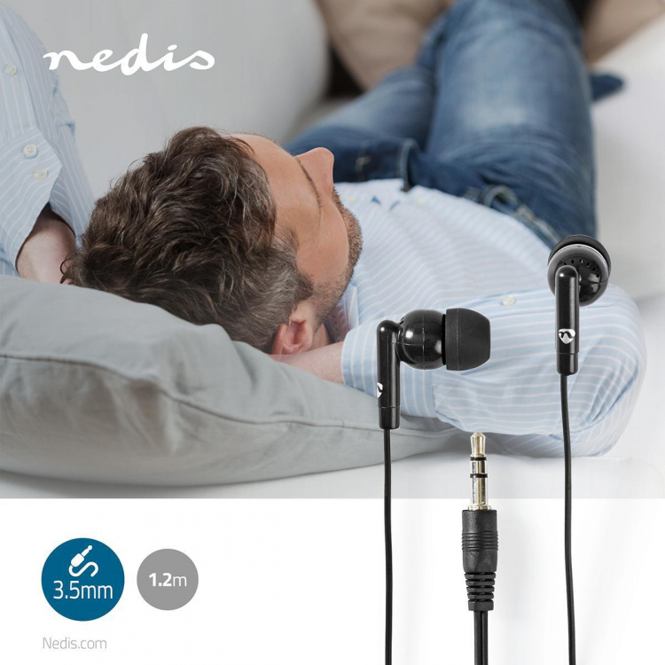 Nedis Wired øretelefoner | 3.5 mm | Kabellengde: 1.20 m | Volumkontroll | Sort