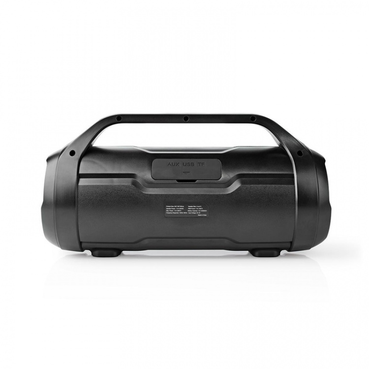 Nedis Bluetooth® Party Boombox | 6 timer | 2.0 | 80 W | Media avspilling: AUX / Micro SD / USB | IPX5 | Linkable | Bære håndtak | Party lys | Sort