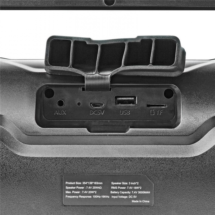 Nedis Bluetooth® Party Boombox | 6 timer | 2.0 | 80 W | Media avspilling: AUX / Micro SD / USB | IPX5 | Linkable | Bære håndtak | Party lys | Sort