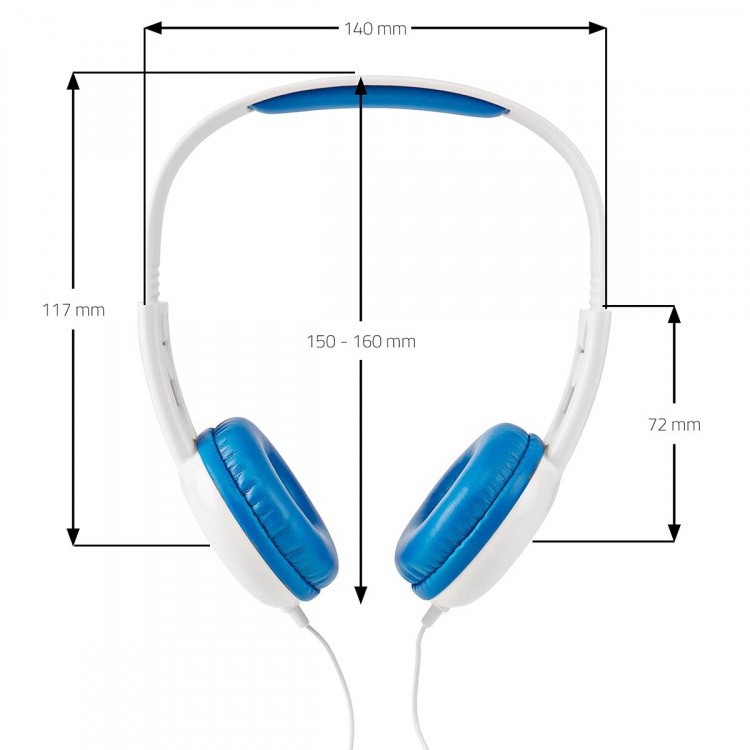 Nedis On-Ear hodetelefoner med kabel | 3.5 mm | Kabellengde: 1.20 m | 82 dB | Blå