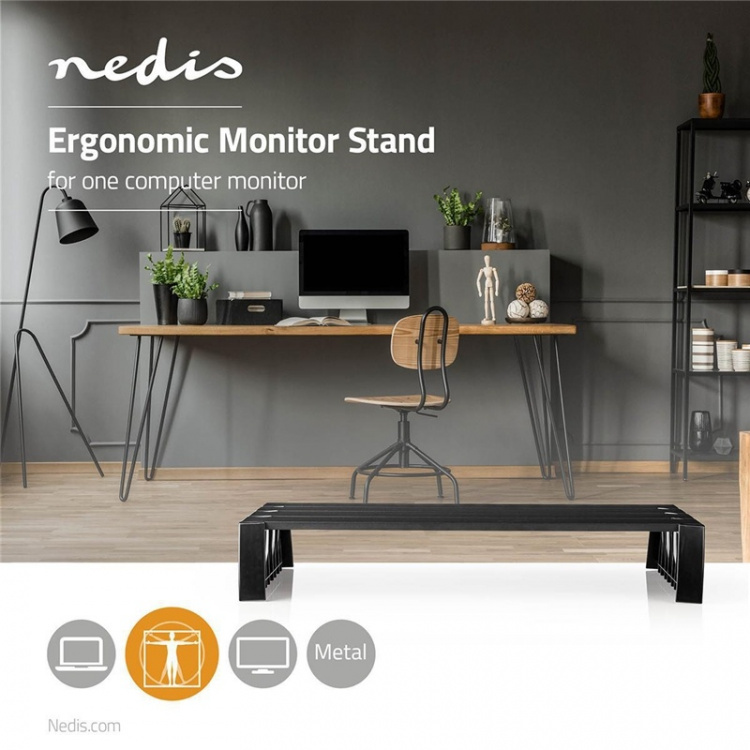 Nedis Monitor Stand | Ergonomisk: Yes | Maksimal bæreevne: 16 kg | Universal | Justerbar høyde: Nei