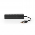 Nedis USB-hub | USB-A Male | 4x USB A Female | 4-Port port(s) | USB 2.0 | USB-Strøm
