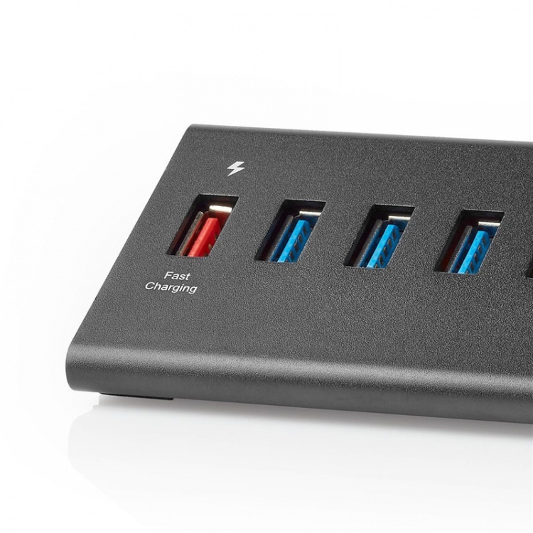 Nedis USB-hub | USB Micro-B Female | USB-A Female | 8-Port port(s) | QC3.0 / USB 3.2 Gen 1 | Nettstrøm drevet / USB-Strøm | 5 Gbps | 8x USB