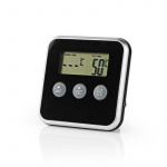 Nedis Kjøtttermometer | Alarm / Timer | LCD | 0 - 250 °C | Sort / Sølv