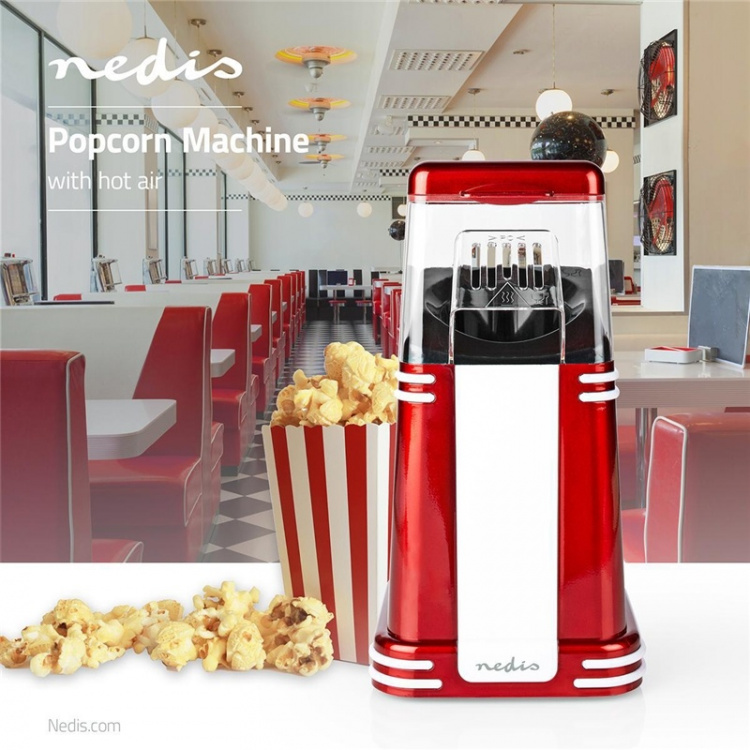 Nedis popcorn Maker | 1200 W | 2 - 4 min | Hvit / Rød Nedis popcorn Maker | 1200 W | 2 - 4 min | Hvit / Rød
