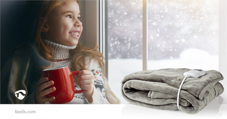 Nedis Elektrisk Teppe | Overblanket | 1 Person | 180 x 130 cm | 9 Varmeinnstillinger | 9 h | Vaskbar | Overopphetings vern | Digital regulator | Fleece