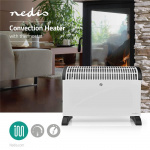 Nedis konveksjon Heater | 2000 W | 3 Varmeinnstillinger | Justerbar termostat | Veltebeskyttelse | Integrerte håndtak | Hvit