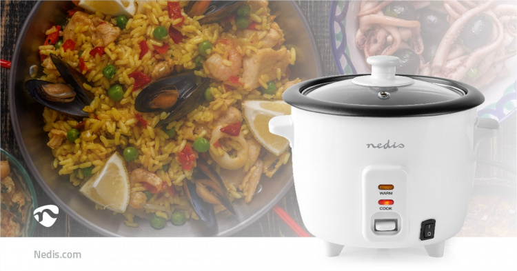 Nedis Riskoker | 0.6 l | 300 W | Steamer i aluminium | Non-stick belegg | Avtagbar bolle | Automatisk avstengning Nedis Riskoker | 0.6 l | 300 W | Steamer i aluminium | Non-stick belegg | Avtagbar bolle | Automatisk avstengning