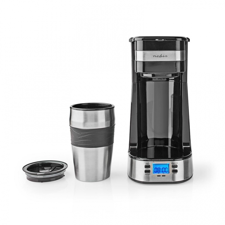 Nedis Kaffetrakter | Filter kaffe | 0.4 l | 1 Kopper | Skru på timer | Sort / Sølv Nedis Kaffetrakter | Filter kaffe | 0.4 l | 1 Kopper | Skru på timer | Sort / Sølv