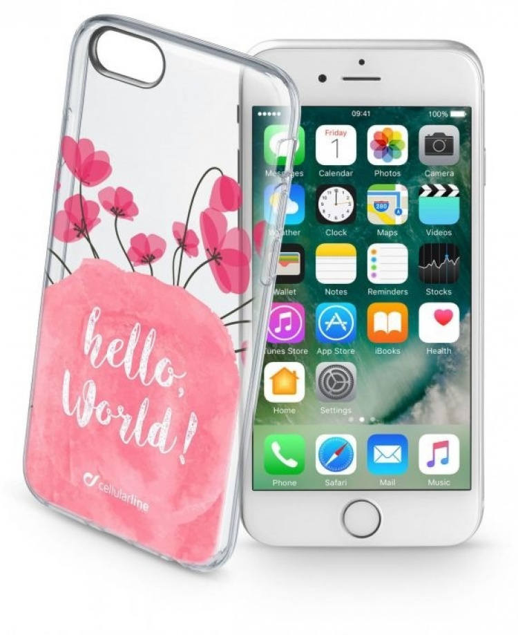 CellularLine Bloom, TPU-skall iPhone 7/8/SE (2. generasjon), gjennomsiktig med blomster CellularLine Bloom, TPU-skall iPhone 7/8/SE (2. generasjon), gjennomsiktig med blomster