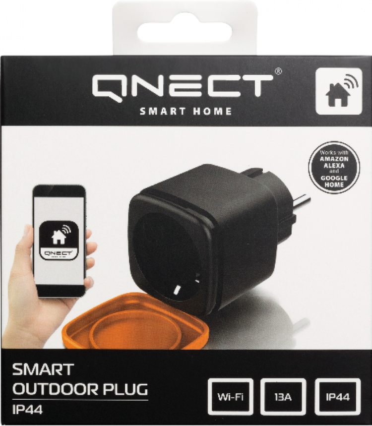 QNECT Smart Home SH-OP01 Smart utendørs stikkontakt, IP44, WiFi