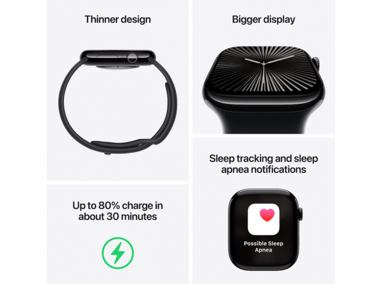Apple Watch Series 10 GPS 42mm Aluminium (gagatsvart)