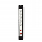 Nedis Surge Protected Extension Socket | 6-veis | Jordet kontakt / Type F (CEE 7/7) | 3.00 m | 3500 W | 16 A | Type av jording: Sidekontakter | Uttaksvinkel: 45 ° | H05VV-F 3G1.5mm² | Av/på-bryter | Hvit / Sort