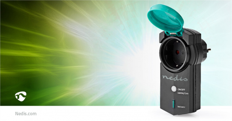 Nedis RF-Kontakt | Mesh / RF, frequency 433 Mhz | IP44 | 3680 W | Jordet kontakt / Type F (CEE 7/7) | -20 - 50 °C | Grøn / Sort