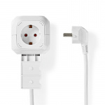 Nedis Extension Socket | Jordet kontakt / Type F (CEE 7/7) | 4-veis | 1.50 m | 3680 W | 16 A | Type av jording: Sidekontakter | 230 V AC 50/60 Hz | Uttaksvinkel: 90 ° | H05VV-F 3G1.5mm² | Hvit