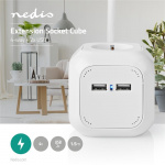 Nedis Extension Socket | Jordet kontakt / Type F (CEE 7/7) | 4-veis | 1.50 m | 3680 W | 16 A | Type av jording: Sidekontakter | 230 V AC 50/60 Hz | Uttaksvinkel: 90 ° | H05VV-F 3G1.5mm² | Hvit