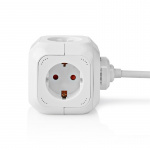 Nedis Extension Socket | Jordet kontakt / Type F (CEE 7/7) | 4-veis | 1.50 m | 3680 W | 16 A | Type av jording: Sidekontakter | 230 V AC 50/60 Hz | Uttaksvinkel: 90 ° | H05VV-F 3G1.5mm² | Hvit