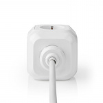 Nedis Extension Socket | Jordet kontakt / Type F (CEE 7/7) | 4-veis | 1.50 m | 3680 W | 16 A | Type av jording: Sidekontakter | 230 V AC 50/60 Hz | Uttaksvinkel: 90 ° | H05VV-F 3G1.5mm² | Hvit