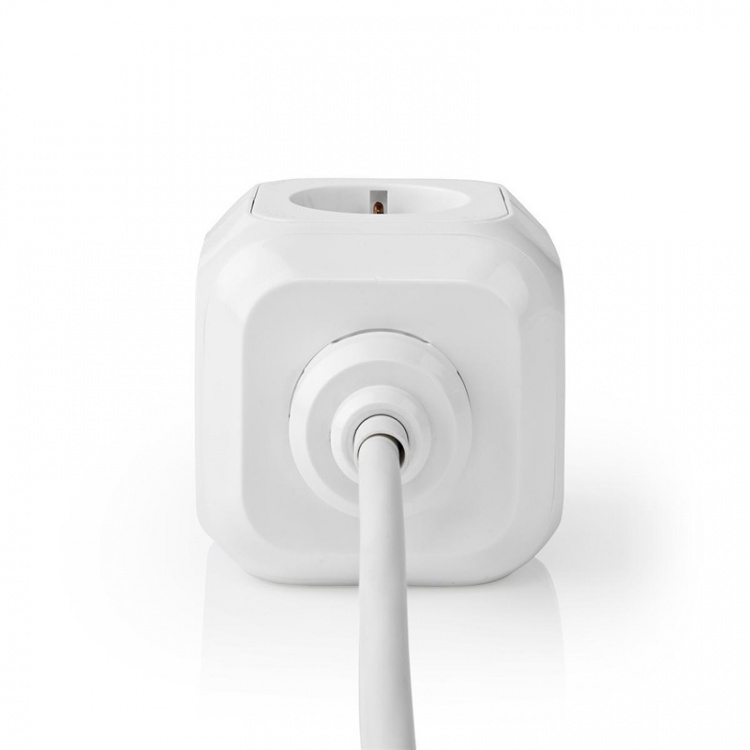 Nedis Extension Socket | Jordet kontakt / Type F (CEE 7/7) | 4-veis | 1.50 m | 3680 W | 16 A | Type av jording: Sidekontakter | 230 V AC 50/60 Hz | Uttaksvinkel: 90 ° | H05VV-F 3G1.5mm² | Hvit